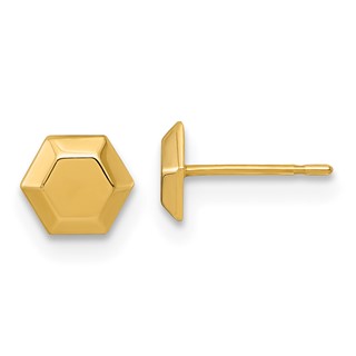 10k Polished Hexagon Post Earrings