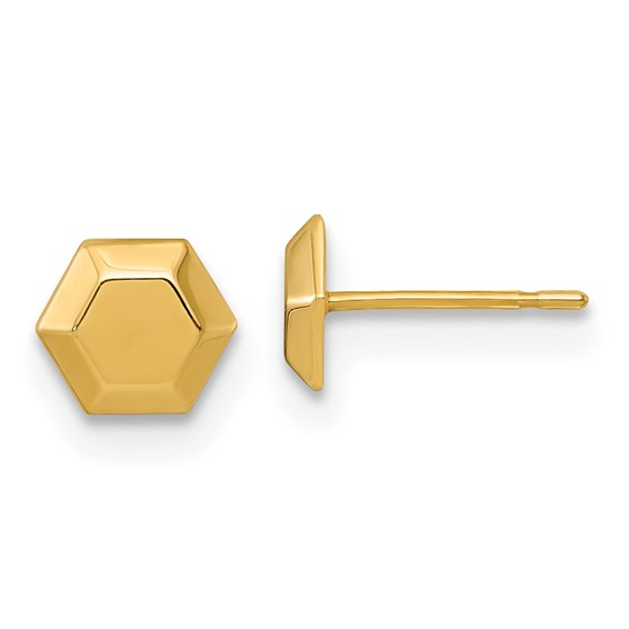 10k Polished Hexagon Post Earrings