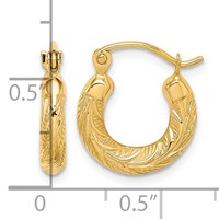 10K Yellow Gold Fancy Small Hoop Earrings view 4