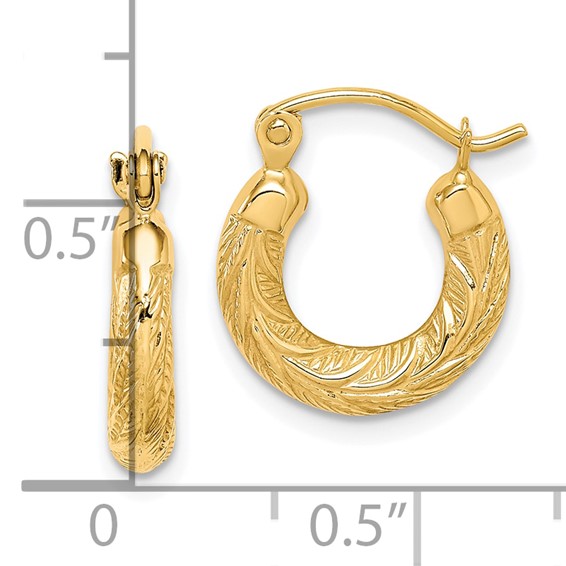10k Fancy Small Hoop Earrings