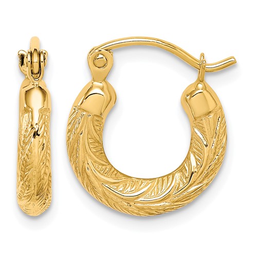 10K Yellow Gold Fancy Small Hoop Earrings