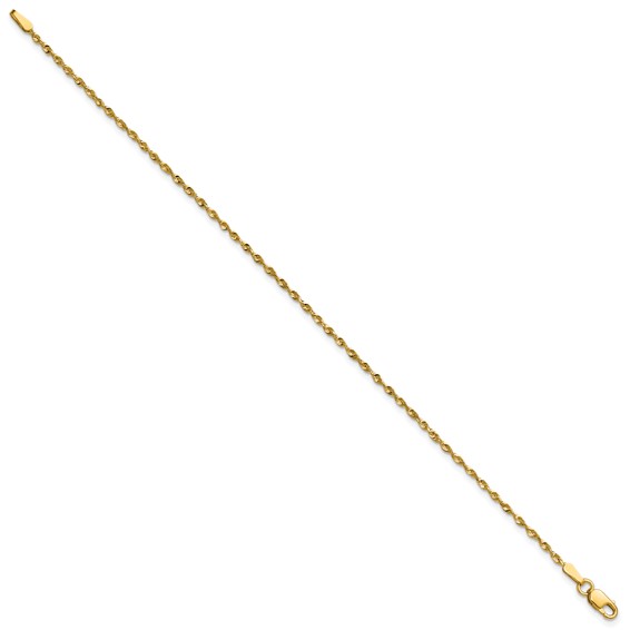 10k 1.5mm Extra-Light D/C Rope Chain (Per Inch)