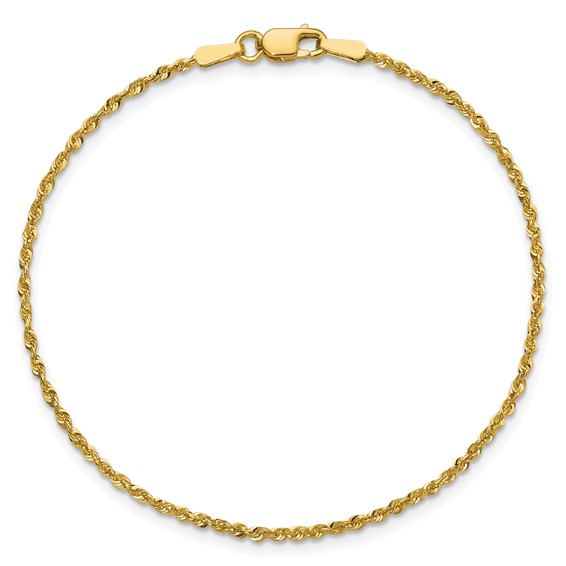 10k 1.5mm Extra-Light D/C Rope Chain (Per Inch)