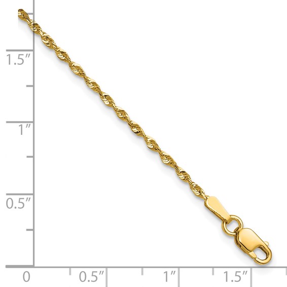 10k 1.5mm Extra-Light D/C Rope Chain (Per Inch)