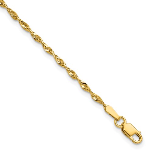 10K 1.8mm Yellow Gold Ultra D C Lightweight Rope Chain