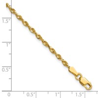 10K 2.25mm Yellow Gold Ultra D C Lightweight Rope Chain view 3