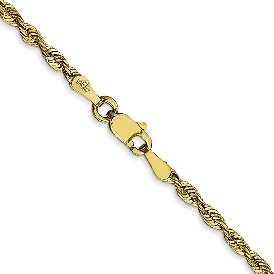 10k 2.50mm Extra-Light D/C Rope Chain (Per Inch)