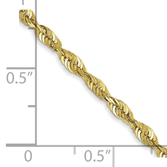 10k 2.50mm Extra-Light D/C Rope Chain (Per Inch)