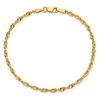 10K 2.5mm Yellow Gold Ultra D C Lightweight Rope Chain view 5