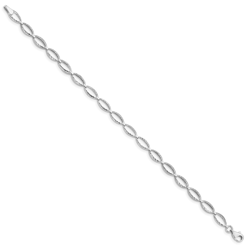 10k White Gold Polished Oval Link Bracelet (10FB1333-7.25)