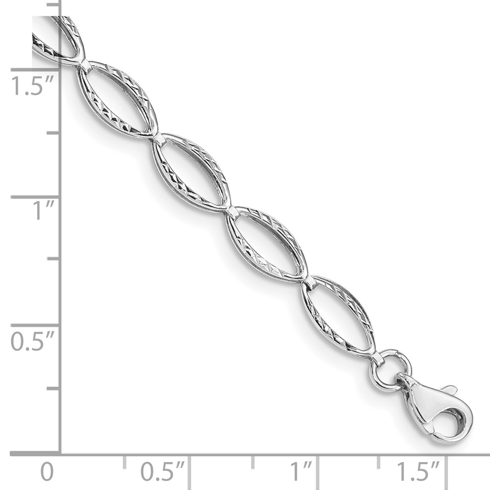10k White Gold Polished Oval Link Bracelet (10FB1333-7.25)