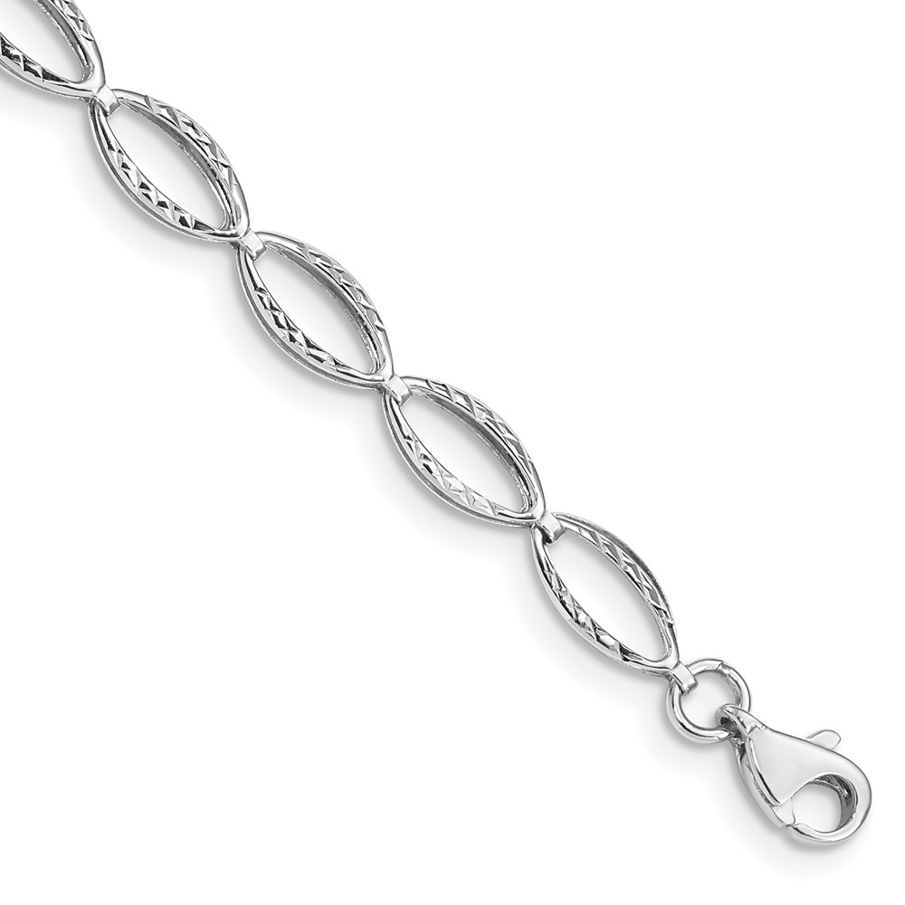 10k White Gold Polished Oval Link Bracelet (10FB1333-7.25)