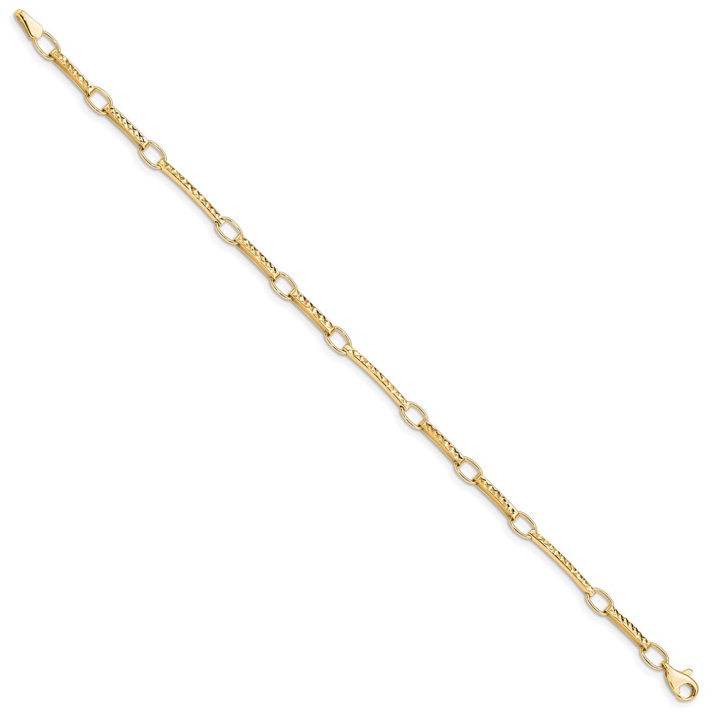 10k Polished and Textured Fancy Link Bracelet (10FB1335Y-7.25)