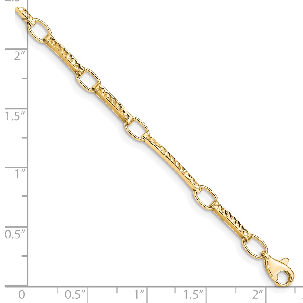 10k Polished and Textured Fancy Link Bracelet (10FB1335Y-7.25)