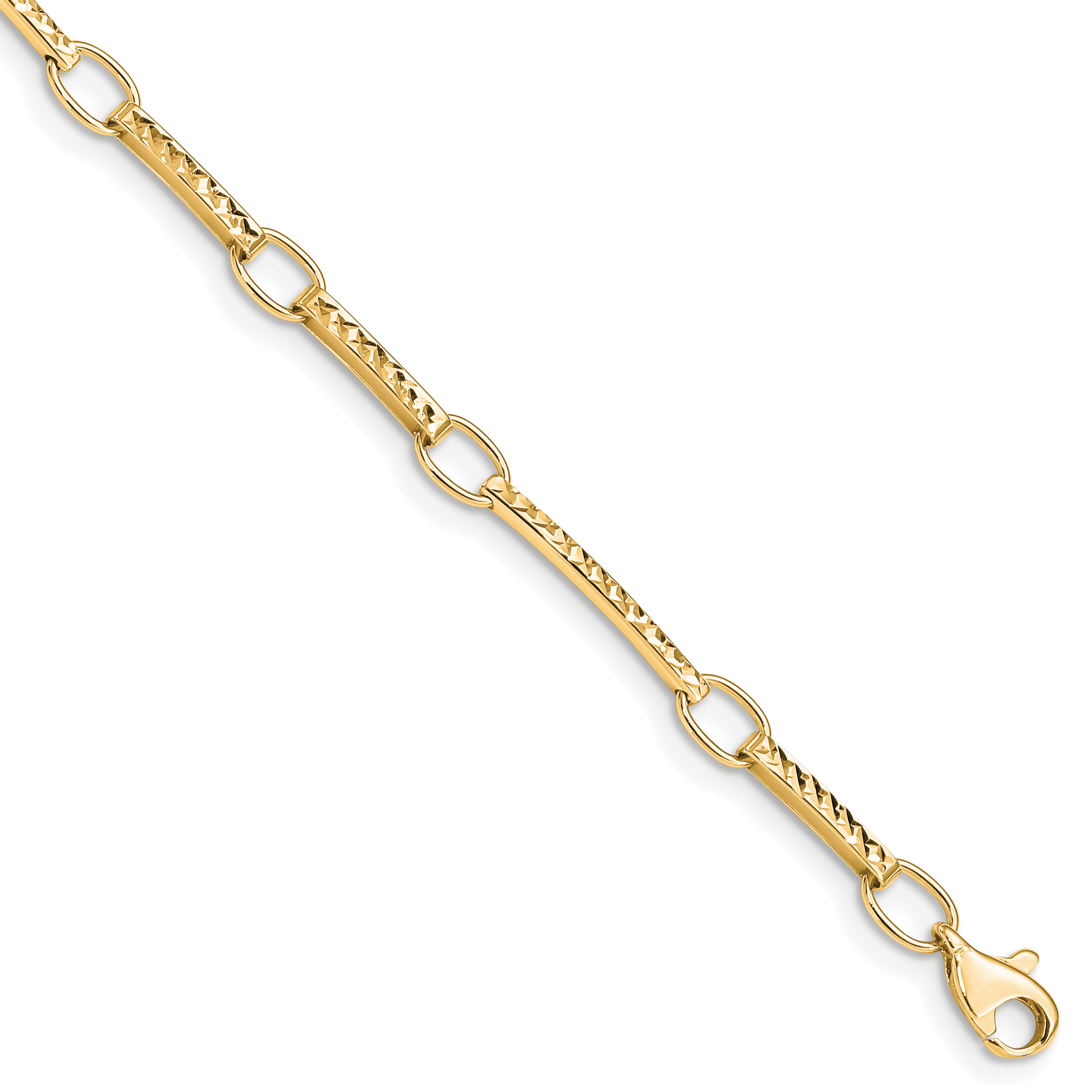 10k Polished and Textured Fancy Link Bracelet (10FB1335Y-7.25)