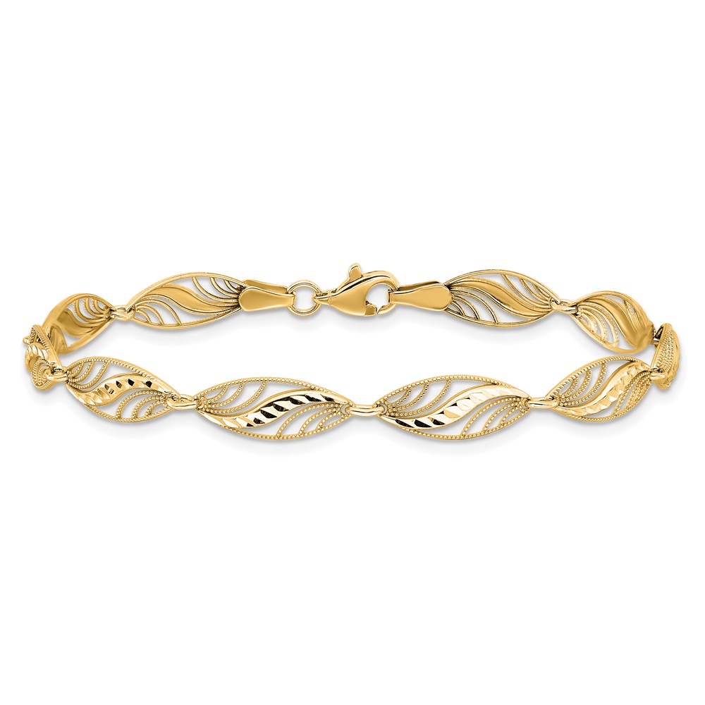 10k Filigree Diamond Cut 7.25 inch Bracelet (10FB1336Y-7.25)