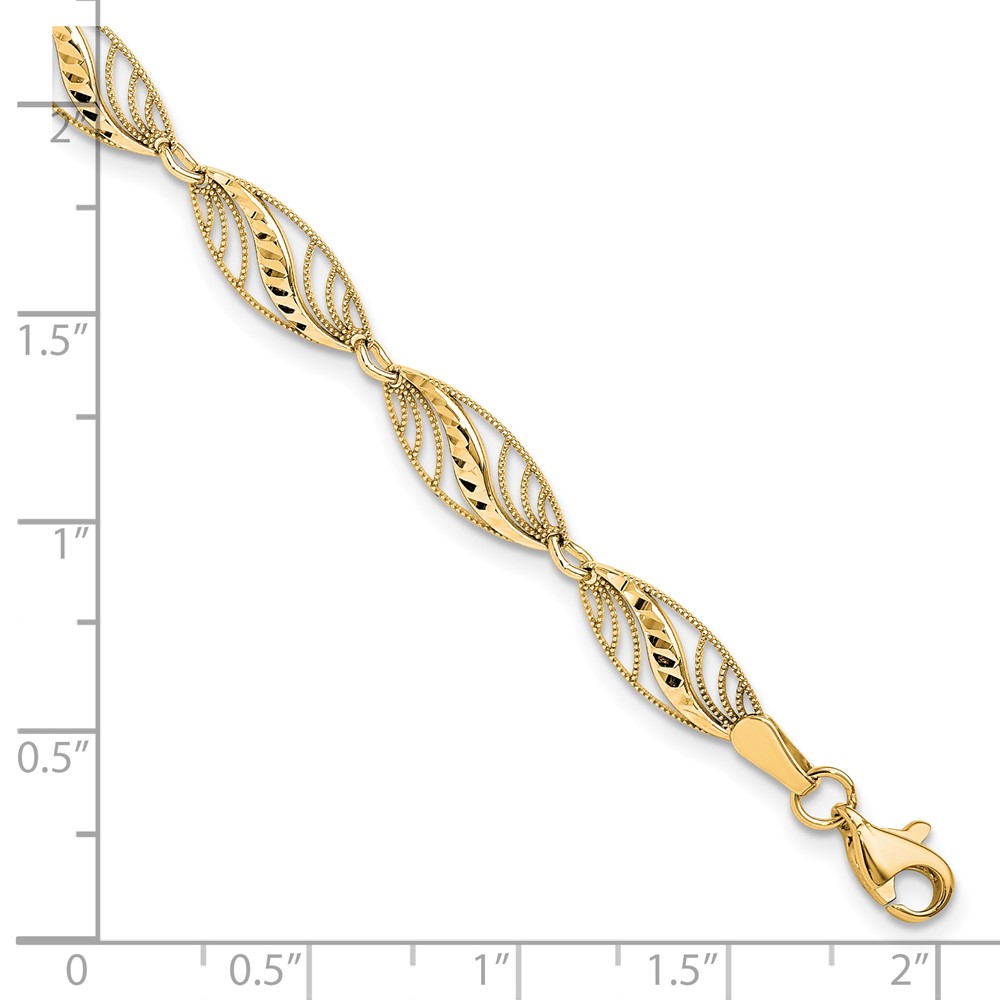 10k Filigree Diamond Cut 7.25 inch Bracelet (10FB1336Y-7.25)
