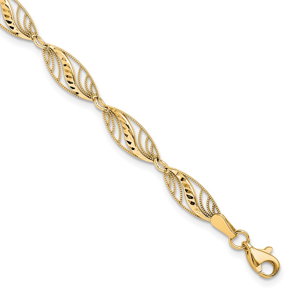 10k Filigree Diamond Cut 7.25 inch Bracelet (10FB1336Y-7.25)