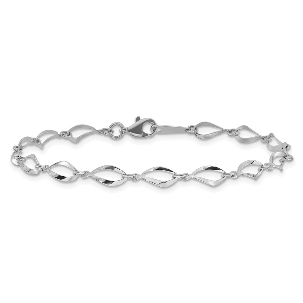 10k White Gold Polished Fancy Link Bracelet (10FB1340-7.25)