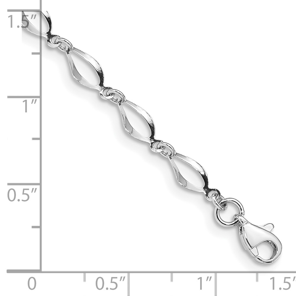 10k White Gold Polished Fancy Link Bracelet (10FB1340-7.25)