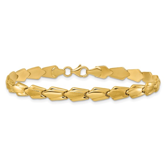 10K Polished and Satin Fancy Link 7.5 inch Bracelet