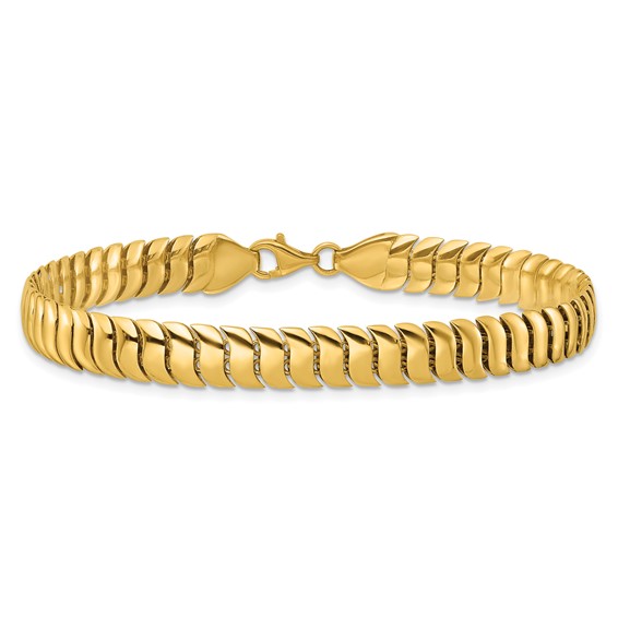 10K Polished Fancy Herringbone Link 7.5 inch Bracelet