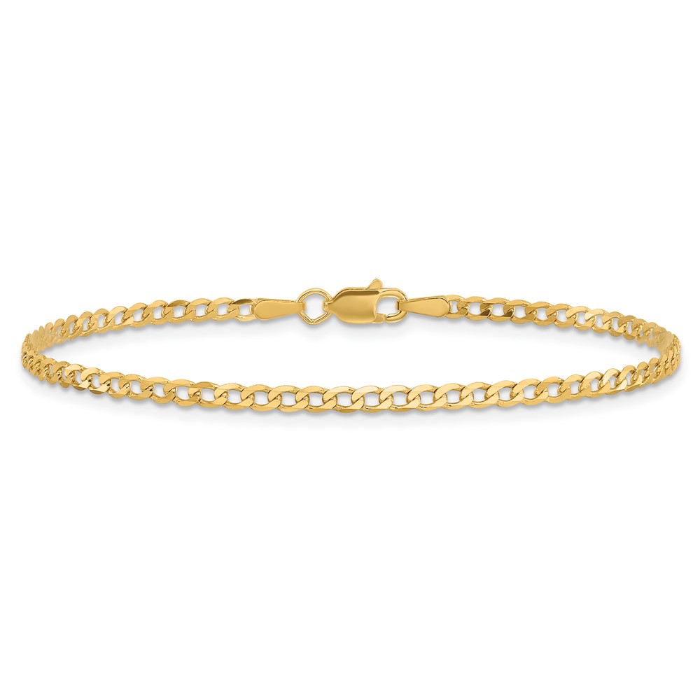 10k 2.2mm Flat Beveled Curb Chain Anklet (10FBU060-9)