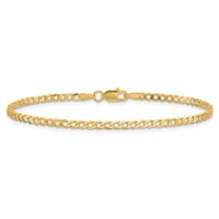 10K 2.2mm Yellow Gold Flat Beveled Curb Chain view 3