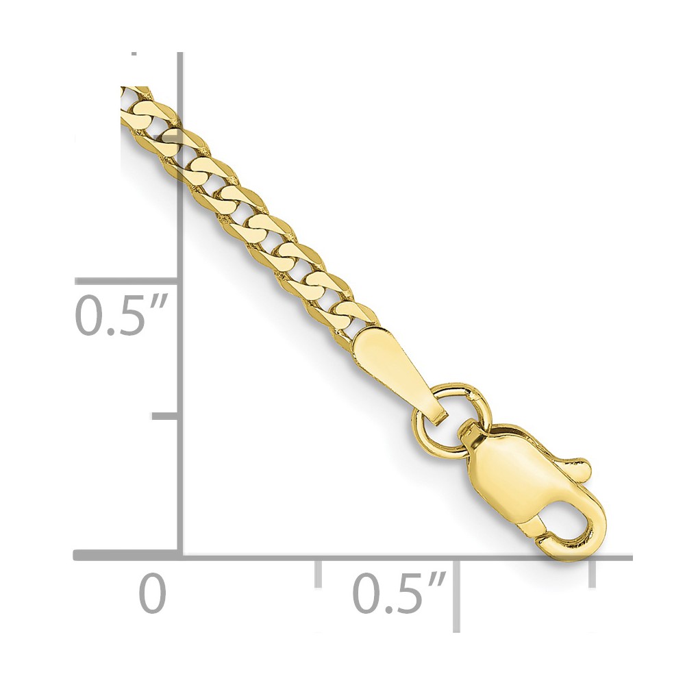 10k 2.2mm Flat Beveled Curb Chain Anklet (10FBU060-9)