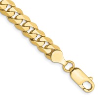10K 6.75mm Yellow Gold Flat Beveled Curb Chain view 1