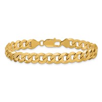 10K 7.75mm Yellow Gold Flat Beveled Curb Chain view 3