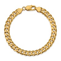 10K 7.75mm Yellow Gold Flat Beveled Curb Chain view 4