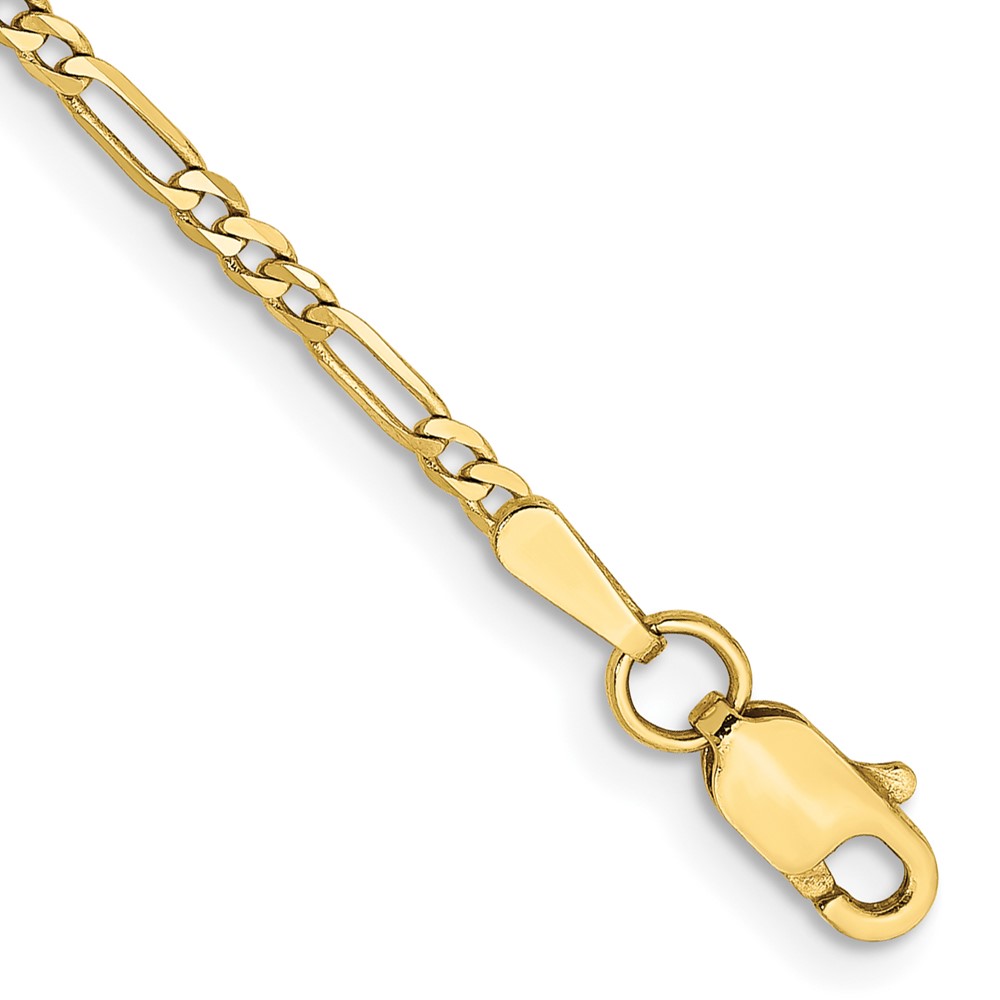 10k 1.75mm Flat Figaro Chain Anklet (10FG050-10)