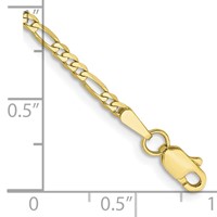 10K 2.2mm Yellow Gold Flat Figaro Chain view 2