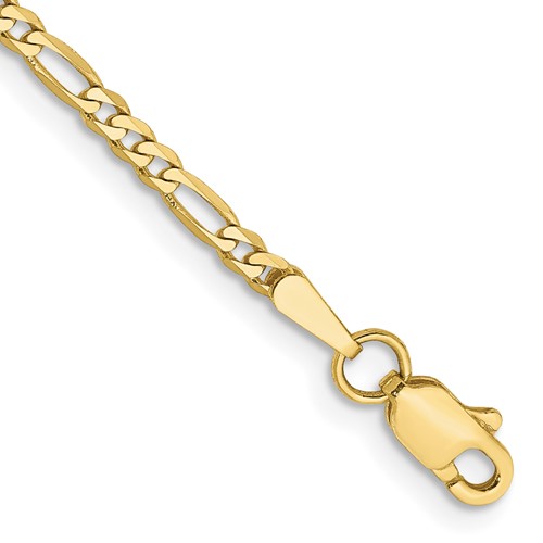 10K 2.2mm Yellow Gold Flat Figaro Chain
