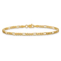 10K 2.75mm Yellow Gold Flat Figaro Chain view 3
