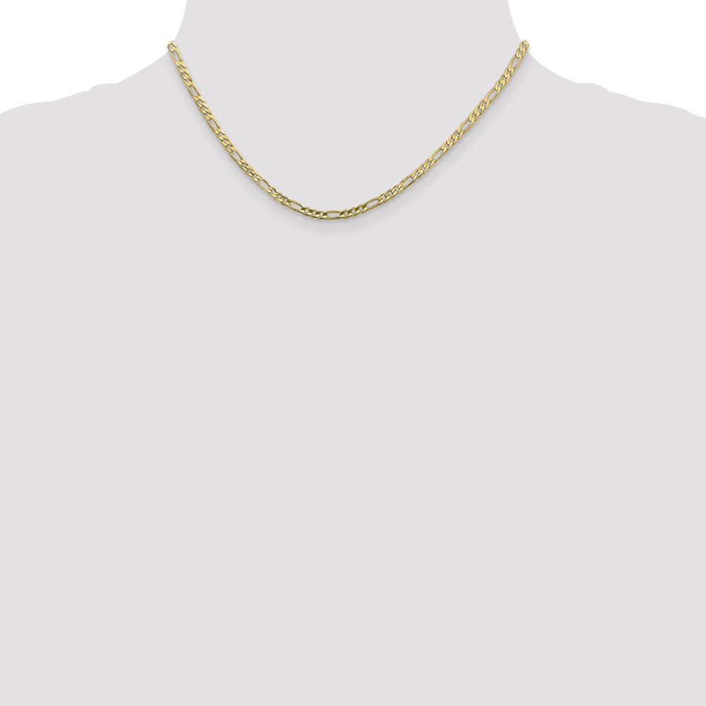 10K 3mm Flat Figaro Chain (10FG080-16)