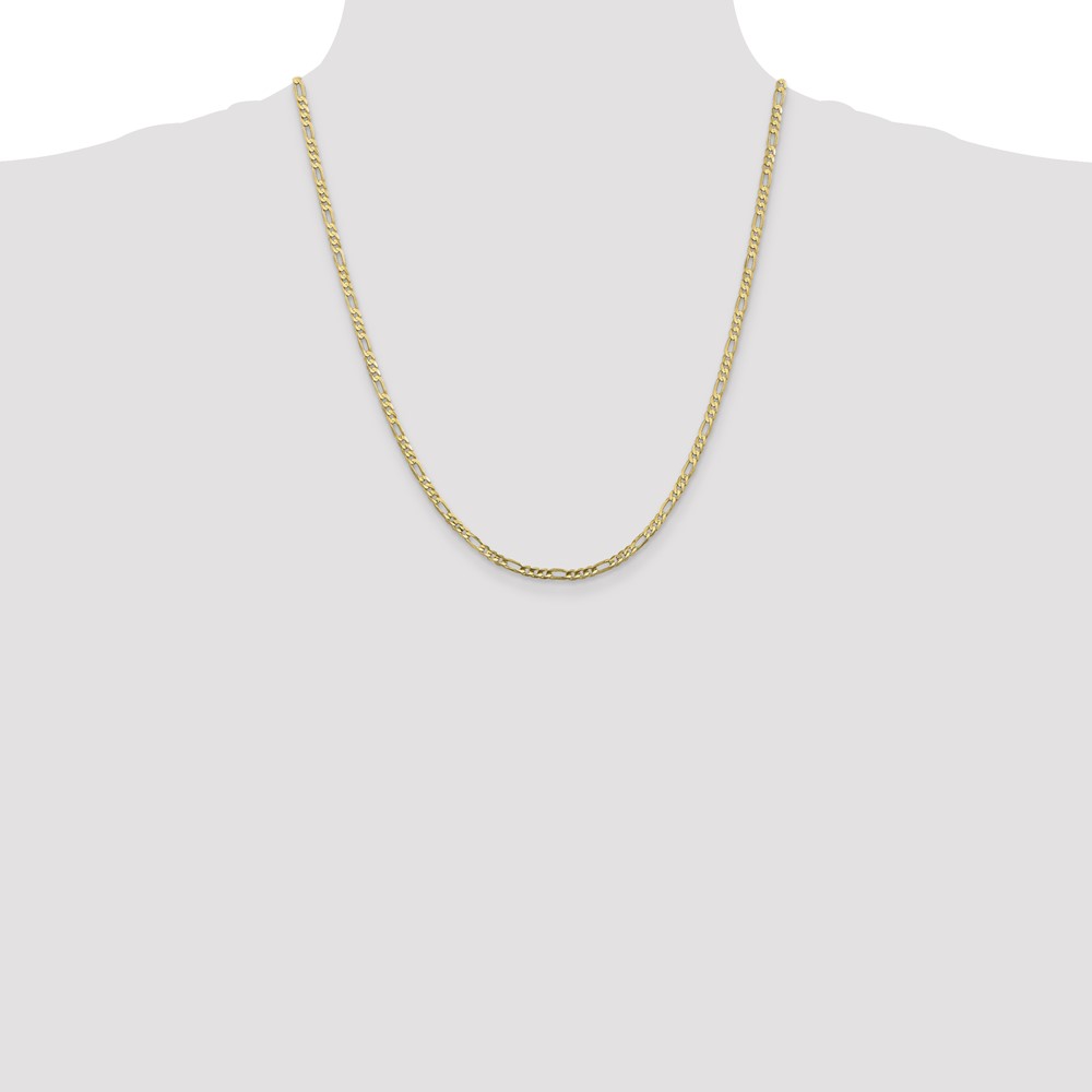 10K 3mm Flat Figaro Chain (10FG080-22)