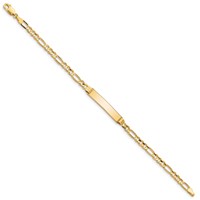 10K Yellow Gold Polished Solid Chain Solid Plate Figaro Link 25x5mm Plate ID Bracelet - 7in view 2