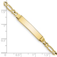 10K Yellow Gold Polished Solid Chain Solid Plate Figaro Link 25x5mm Plate ID Bracelet - 7in view 3