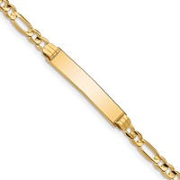 10K Yellow Gold Polished Solid Chain Solid Plate Figaro Link 25x5mm Plate ID Bracelet - 7in view 1