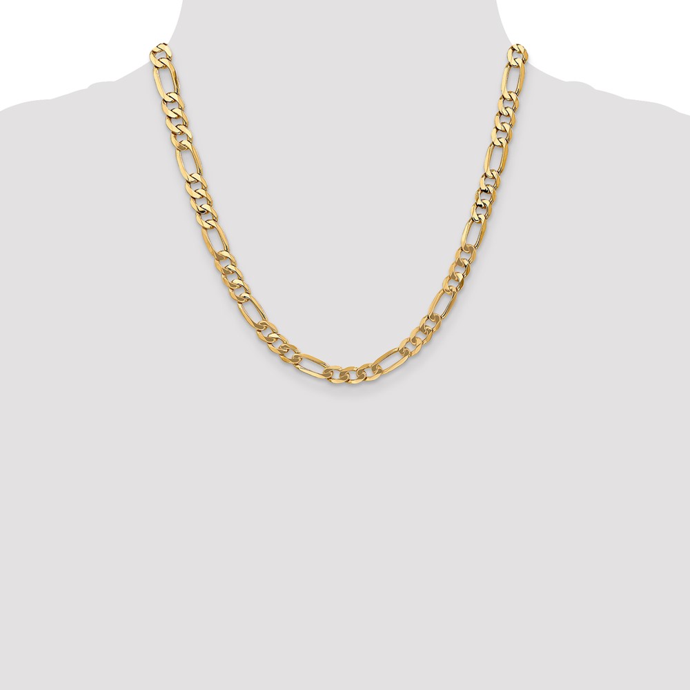 10K 7mm Flat Figaro Chain (10FG180-20)