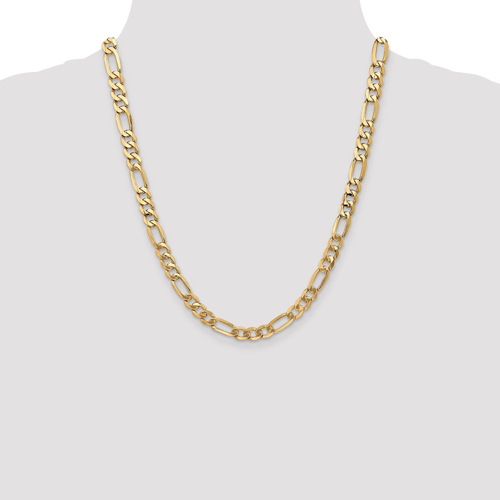 10K 7mm Flat Figaro Chain (10FG180-22)