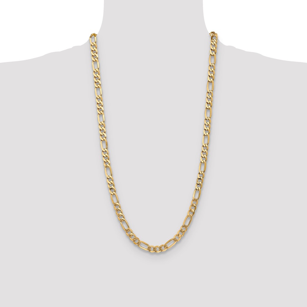 10K 7mm Flat Figaro Chain (10FG180-28)