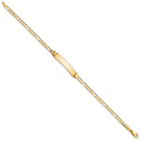 10K Yellow Gold Polished Solid Chain Solid Plate Figaro Link 25x 5mm Plate ID Bracelet, 8" view 2