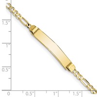10K Yellow Gold Polished Solid Chain Solid Plate Figaro Link 25x 5mm Plate ID Bracelet, 8" view 3