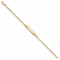 10K Yellow Gold Solid Chain Solid Plate Figaro Link 19.5x 4mm Plate ID Bracelet, 6" view 2