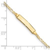 10K Yellow Gold Solid Chain Solid Plate Figaro Link 19.5x 4mm Plate ID Bracelet, 6" view 3