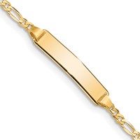 10K Yellow Gold Solid Chain Solid Plate Figaro Link 19.5x 4mm Plate ID Bracelet, 6" view 1