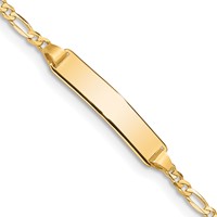 10K Yellow Gold Polished Solid Chain Solid Plate Figaro Link 20x5mm Plate ID Bracelet - 8in view 1